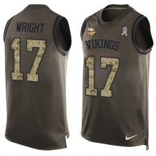 Men's Nike Minnesota Vikings #17 Jarius Wright Limited Green Salute to Service Tank Top NFL Jersey