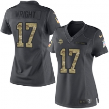 Women's Nike Minnesota Vikings #17 Jarius Wright Limited Black 2016 Salute to Service NFL Jersey