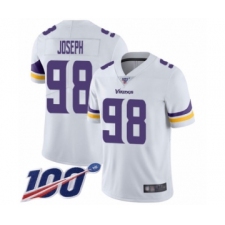 Men's Minnesota Vikings #98 Linval Joseph White Vapor Untouchable Limited Player 100th Season Football Jersey