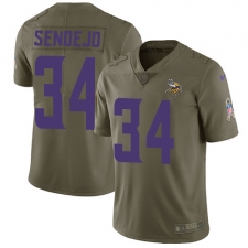 Men's Nike Minnesota Vikings #34 Andrew Sendejo Limited Olive 2017 Salute to Service NFL Jersey