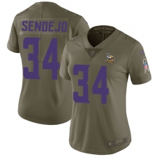 Women's Nike Minnesota Vikings #34 Andrew Sendejo Limited Olive 2017 Salute to Service NFL Jersey