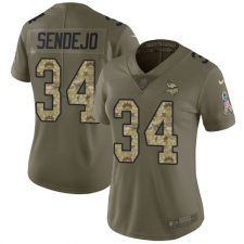 Women's Nike Minnesota Vikings #34 Andrew Sendejo Limited Olive/Camo 2017 Salute to Service NFL Jersey