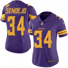 Women's Nike Minnesota Vikings #34 Andrew Sendejo Limited Purple Rush Vapor Untouchable NFL Jersey