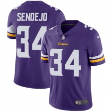 Youth Nike Minnesota Vikings #34 Andrew Sendejo Purple Team Color Vapor Untouchable Limited Player NFL Jersey