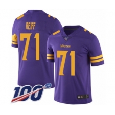 Men's Minnesota Vikings #71 Riley Reiff Limited Purple Rush Vapor Untouchable 100th Season Football Jersey