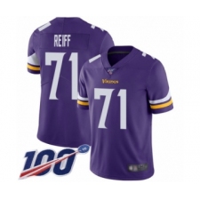 Men's Minnesota Vikings #71 Riley Reiff Purple Team Color Vapor Untouchable Limited Player 100th Season Football Jersey