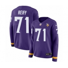 Women's Nike Minnesota Vikings #71 Riley Reiff Limited Purple Therma Long Sleeve NFL Jersey