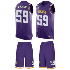 Men's Nike Minnesota Vikings #59 Emmanuel Lamur Limited Purple Tank Top Suit NFL Jersey