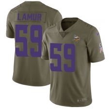 Youth Nike Minnesota Vikings #59 Emmanuel Lamur Limited Olive 2017 Salute to Service NFL Jersey