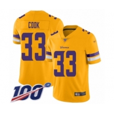 Men's Minnesota Vikings #33 Dalvin Cook Limited Gold Inverted Legend 100th Season Football Jersey