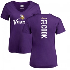 NFL Women's Nike Minnesota Vikings #33 Dalvin Cook Purple Backer Slim Fit T-Shirt