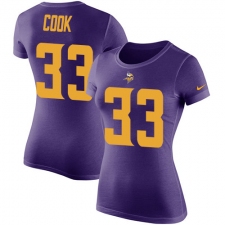 Women's Nike Minnesota Vikings #33 Dalvin Cook Purple Rush Pride Name & Number T-Shirt