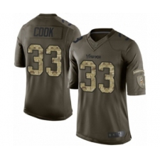 Youth Minnesota Vikings #33 Dalvin Cook Limited Green Salute to Service Football Jersey