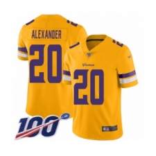 Men's Minnesota Vikings #20 Mackensie Alexander Limited Gold Inverted Legend 100th Season Football Jersey