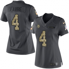 Women's Nike Minnesota Vikings #4 Brett Favre Limited Black 2016 Salute to Service NFL Jersey