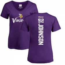 NFL Women's Nike Minnesota Vikings #92 Tom Johnson Purple Backer Slim Fit T-Shirt