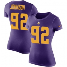 Women's Nike Minnesota Vikings #92 Tom Johnson Purple Rush Pride Name & Number T-Shirt