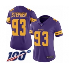 Women's Minnesota Vikings #93 Shamar Stephen Limited Purple Rush Vapor Untouchable 100th Season Football Jersey