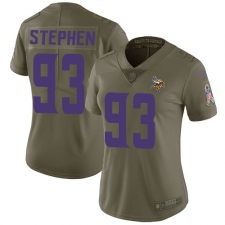 Women's Nike Minnesota Vikings #93 Shamar Stephen Limited Olive 2017 Salute to Service NFL Jersey