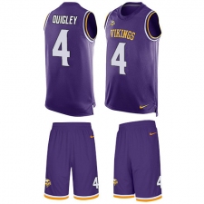 Men's Nike Minnesota Vikings #4 Ryan Quigley Limited Purple Tank Top Suit NFL Jersey