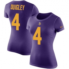 Women's Nike Minnesota Vikings #4 Ryan Quigley Purple Rush Pride Name & Number T-Shirt