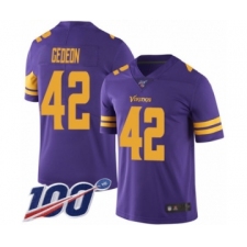 Men's Minnesota Vikings #42 Ben Gedeon Limited Purple Rush Vapor Untouchable 100th Season Football Jersey