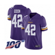 Men's Minnesota Vikings #42 Ben Gedeon Purple Team Color Vapor Untouchable Limited Player 100th Season Football Jersey