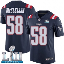 Men's Nike New England Patriots #58 Shea McClellin Limited Navy Blue Rush Vapor Untouchable Super Bowl LII NFL Jersey