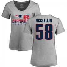 Women's Nike New England Patriots #58 Shea McClellin Heather Gray 2017 AFC Champions V-Neck T-Shirt