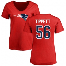 NFL Women's Nike New England Patriots #56 Andre Tippett Red Name & Number Logo Slim Fit T-Shirt