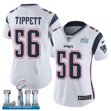 Women's Nike New England Patriots #56 Andre Tippett White Vapor Untouchable Limited Player Super Bowl LII NFL Jersey