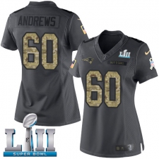 Women's Nike New England Patriots #60 David Andrews Limited Black 2016 Salute to Service Super Bowl LII NFL Jersey