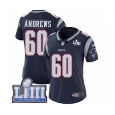 Women's Nike New England Patriots #60 David Andrews Navy Blue Team Color Vapor Untouchable Limited Player Super Bowl LIII Bound NFL Jersey