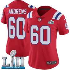 Women's Nike New England Patriots #60 David Andrews Red Alternate Vapor Untouchable Limited Player Super Bowl LII NFL Jersey