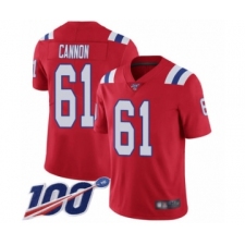 Men's New England Patriots #61 Marcus Cannon Red Alternate Vapor Untouchable Limited Player 100th Season Football Jersey