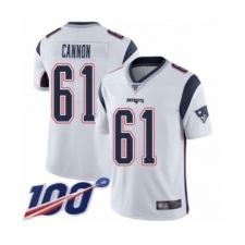 Men's New England Patriots #61 Marcus Cannon White Vapor Untouchable Limited Player 100th Season Football Jersey