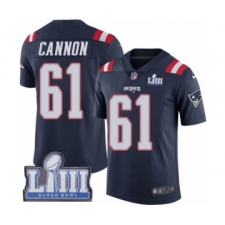 Men's Nike New England Patriots #61 Marcus Cannon Limited Navy Blue Rush Vapor Untouchable Super Bowl LIII Bound NFL Jersey