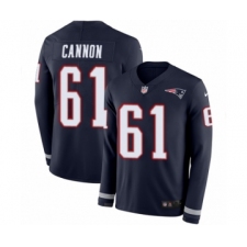 Men's Nike New England Patriots #61 Marcus Cannon Limited Navy Blue Therma Long Sleeve NFL Jersey