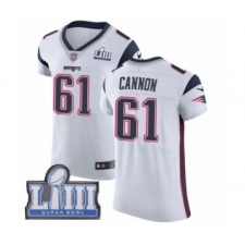 Men's Nike New England Patriots #61 Marcus Cannon White Vapor Untouchable Elite Player Super Bowl LIII Bound NFL Jersey