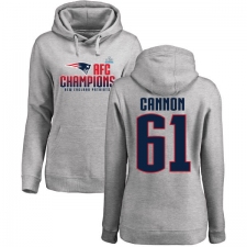 Women's Nike New England Patriots #61 Marcus Cannon Heather Gray 2017 AFC Champions Pullover Hoodie