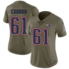 Women's Nike New England Patriots #61 Marcus Cannon Limited Olive 2017 Salute to Service NFL Jersey