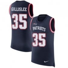 Men's Nike New England Patriots #35 Mike Gillislee Limited Navy Blue Rush Player Name & Number Tank Top NFL Jersey