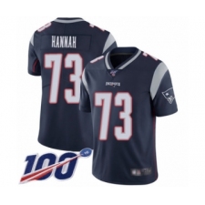 Men's New England Patriots #73 John Hannah Navy Blue Team Color Vapor Untouchable Limited Player 100th Season Football Jersey