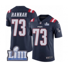 Men's Nike New England Patriots #73 John Hannah Limited Navy Blue Rush Vapor Untouchable Super Bowl LIII Bound NFL Jersey