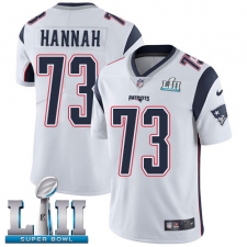 Men's Nike New England Patriots #73 John Hannah White Vapor Untouchable Limited Player Super Bowl LII NFL Jersey