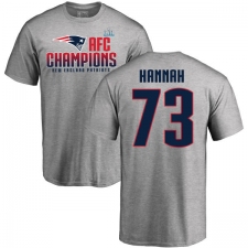 Nike New England Patriots #73 John Hannah Heather Gray 2017 AFC Champions V-Neck T-Shirt