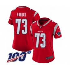 Women's New England Patriots #73 John Hannah Limited Red Inverted Legend 100th Season Football Jersey