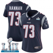 Women's Nike New England Patriots #73 John Hannah Navy Blue Team Color Vapor Untouchable Limited Player Super Bowl LII NFL Jersey