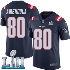 Men's Nike New England Patriots #80 Danny Amendola Limited Navy Blue Rush Vapor Untouchable Super Bowl LII NFL Jersey