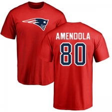 NFL Nike New England Patriots #80 Danny Amendola Red Name & Number Logo T-Shirt